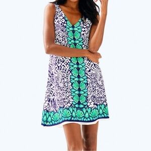 Lilly Pulitzer Like New Florin Dress Bright Navy Pineapple Party sz.L
